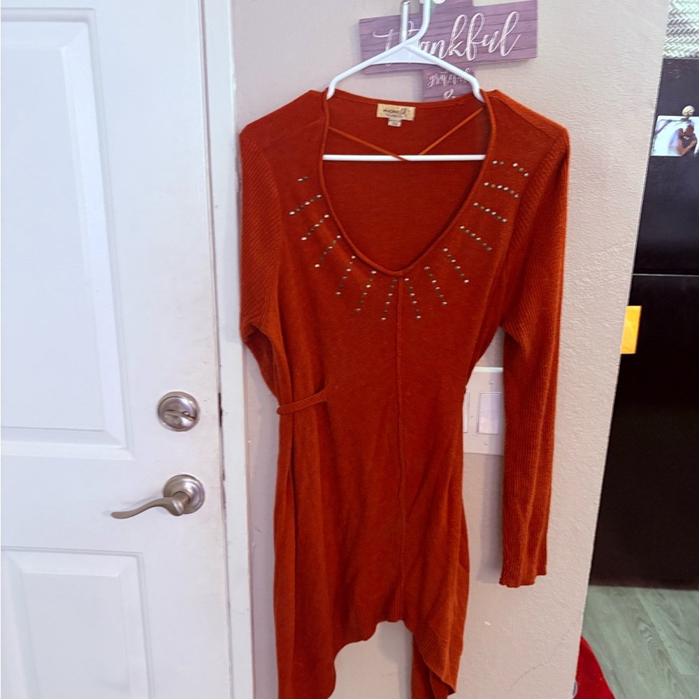 ONE WORLD Rich Orange Knit Top